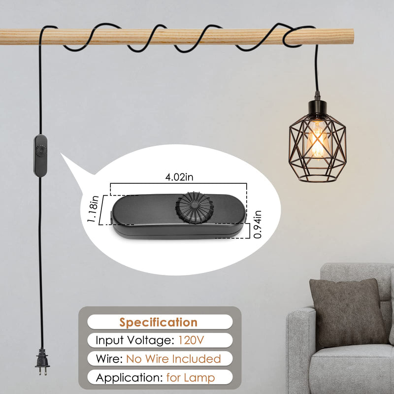 Inline Lamp Switch 2 Pack, Full Range Rotary Dimmer Switch, Black Cord Switch Replacement for Table Lamp, Floor Lamp, Pendant Light, Works with Dimmable LED, Incandescent, Halogen Bulbs - NewNest Australia
