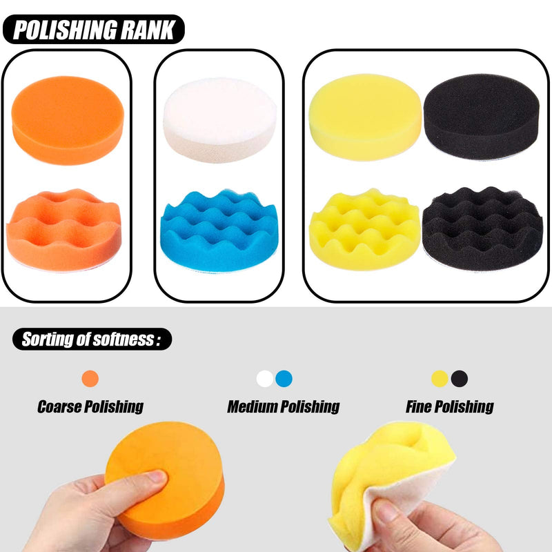 GOH DODD 38 Pieces 3 Inch Buffing Polishing Pads, Car Foam Drill Polishing Pad Kit Sponge Pads Buffer Polisher Kit Headlight Restoration Kit with Wool Pads for Car Polishing, Waxing and Cleaning 3 Inch 38 Pieces - NewNest Australia