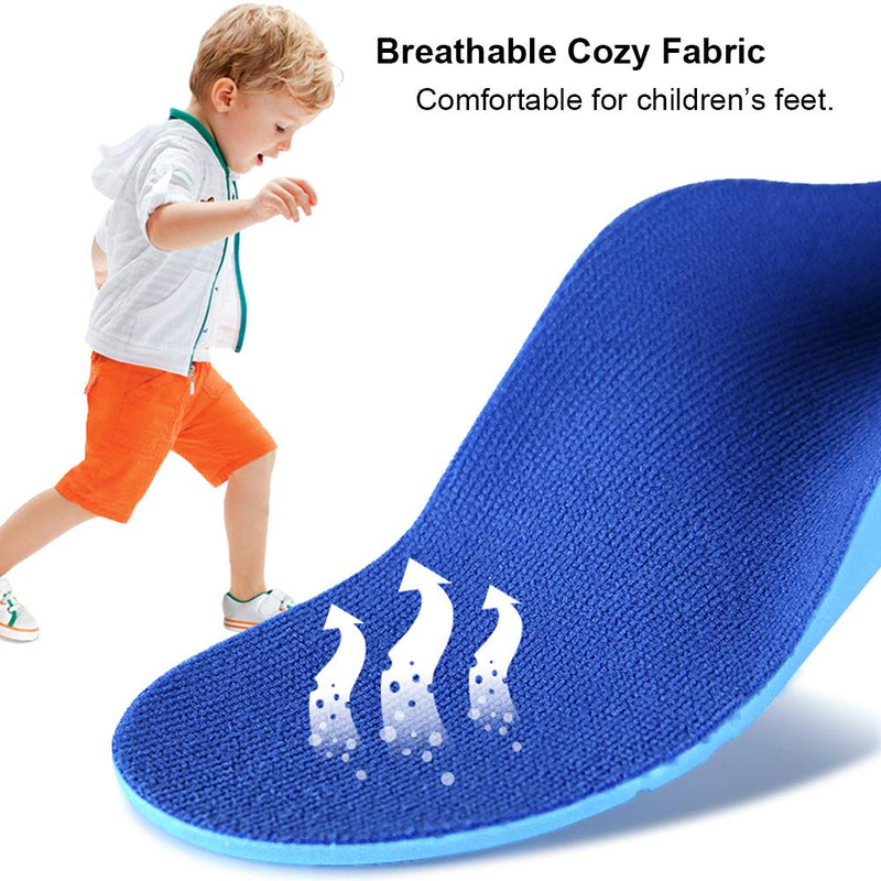 Ailaka Kids Orthotic Cushioning Arch Support Shoe Insoles, Children Pu Foam Inserts for Flat feet, Plantar Fasciitis, Feet Heel Pain Relief, Blue, 2-3.5 UK/EU 34-36 / CN 33-35 2-3.5 UK/33-35CN - NewNest Australia