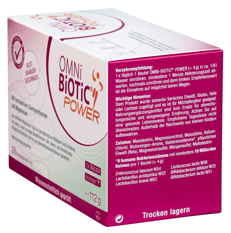 OMNi BiOTiC Power | 28 servings (112g) | 6 bacterial strains | 10 billion germs per daily dose | powder | Vegan | For daily use | With bacteria for the intestinal flora | Blood orange flavor - NewNest Australia