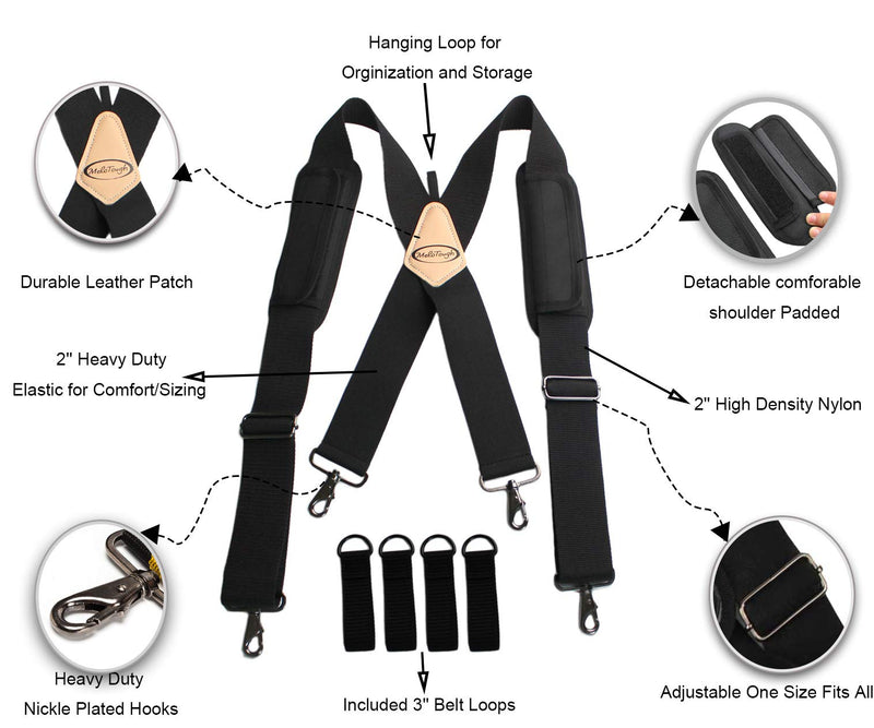 Tool Belt Suspenders Heavy Duty work suspenders Flexible Adjustable Straps with Comfortable Moveable Padded Shoulders Complete with 4 Loop Attachments - NewNest Australia