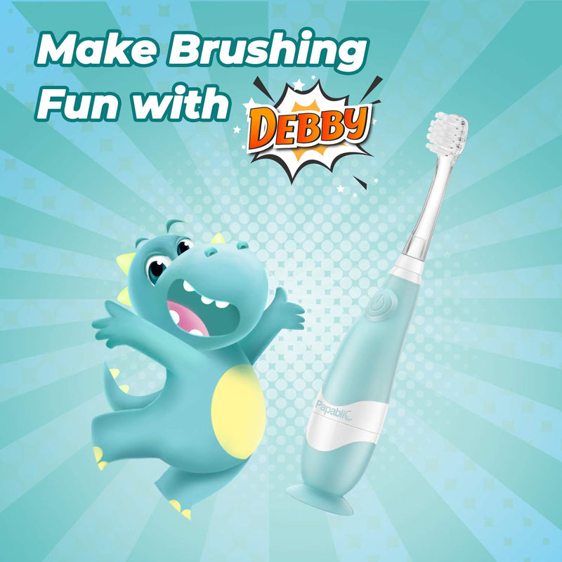 Papablic Debby Toddler Sonic Electric Toothbrush with Cute Dino Covers for Babies and Toddlers Ages 1-3 Years - NewNest Australia