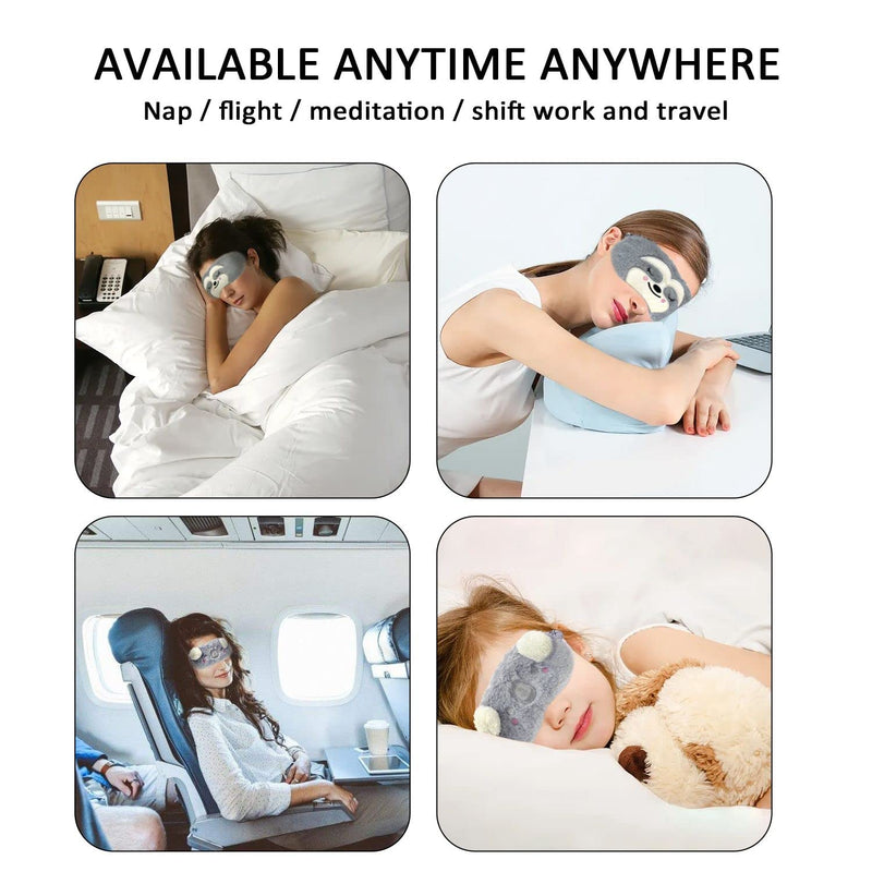 2 pcs Eye Mask Sleep Women Girls Kids Adult Child Soft Blindfold Elastic Strap Fluffy Breathable Eyeshade Animal Plush Cartoon Skin-Friendly Night Travel Sleeping Nap Meditation Blackout Anti-Allergy - NewNest Australia