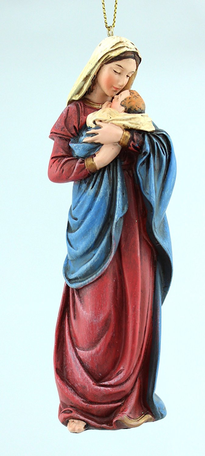 NewNest Australia - 5-inch Mother's Kiss Mary Statue Ornament Figure with Infant Baby Jesus (PC289) 