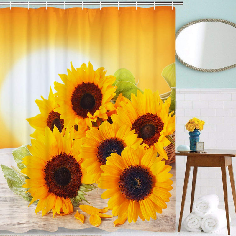 Likiyol Bathroom Shower Curtain Sunflowers in The Sunset Shower Curtains with 12 Hooks, Durable Waterproof Fabric Bathroom Curtain Yellow 70" L × 69" W - NewNest Australia