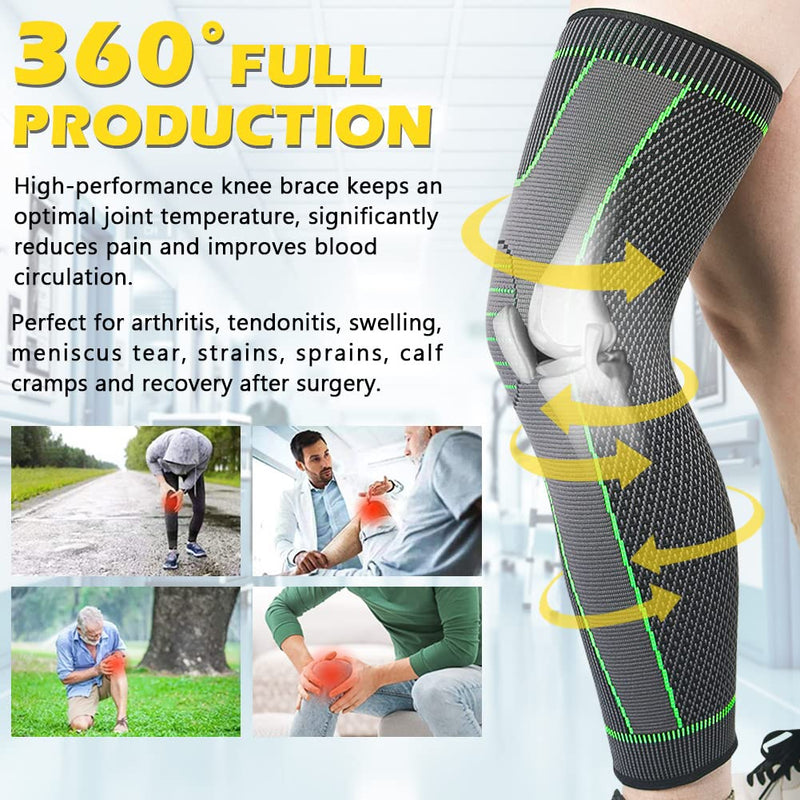 beister 1 Pair Full Leg Compression Sleeves for Women & Men, Extra Long Leg & Calf Braces Knee Sleeve for Basketball, Football, Running, Working Out, Arthritis Green M - NewNest Australia