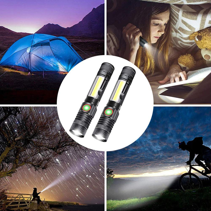 LED Flashlight Rechargeable, 1000 Lumens Super Bright Magnetic Flashlight with COB Work Light, Waterproof, 4 Modes, iToncs Pocket Tactical Flashlights for Outdoor Camping Emergency 2 Pack Tactical Flashlights2 - NewNest Australia