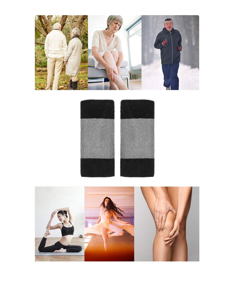Men Women Thicken Thermal Knee Braces Leg Warmers Winter Breathable Cozy Warm Knee Pads Leg Sleeves Support Protector for Ski Cycling Dance Runing Arthritis Tendonitis, 1 Pair Black&Grey - NewNest Australia