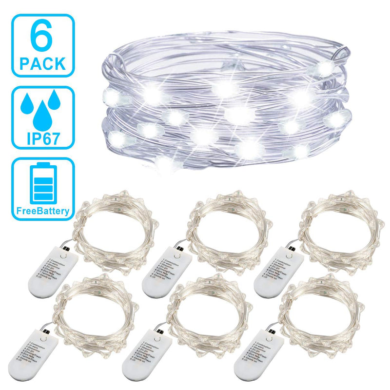 6PCS Fairy String Cool White Changing Twinkle Lights with 2pcs Remote, 6.5ft 20 LEDs Silver Wire,CR2032 Battery Powered, Indoor Decorative Bedroom,Wedding,Patio,Christmas,Outdoor Garden,Stroller - NewNest Australia