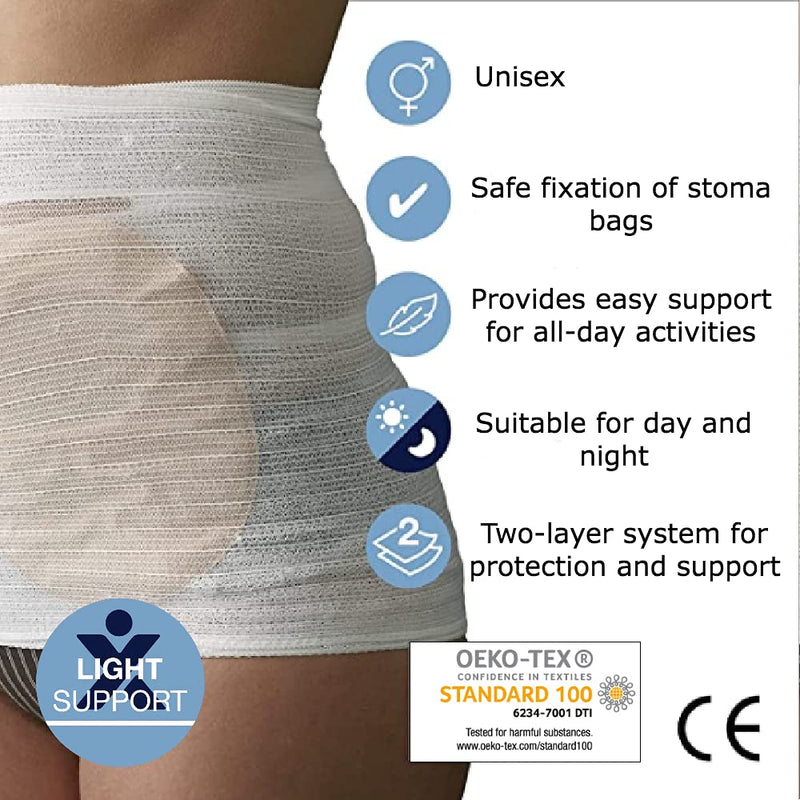 Corsinel Pack Of 3 Stomasafe Classic Two-Layer Abdominal Bandage With Light Support For Fixing The Ostomy Bag ‚Îç Belly Band For Easy Donning And Unhindered Access To The Stoma, White, L - NewNest Australia