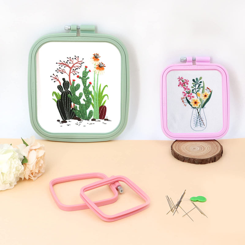 ZOCONE 3Pcs 3 Size Square Embroidery Hoops, ABS Plastic Embroidery Hoops Cross Stitch Hoops Embroidery Frames for Sewing, Needlework, Embroidery Projects (Size-3", 4.3", 6.5") Size-3", 4.3", 6.5" - NewNest Australia