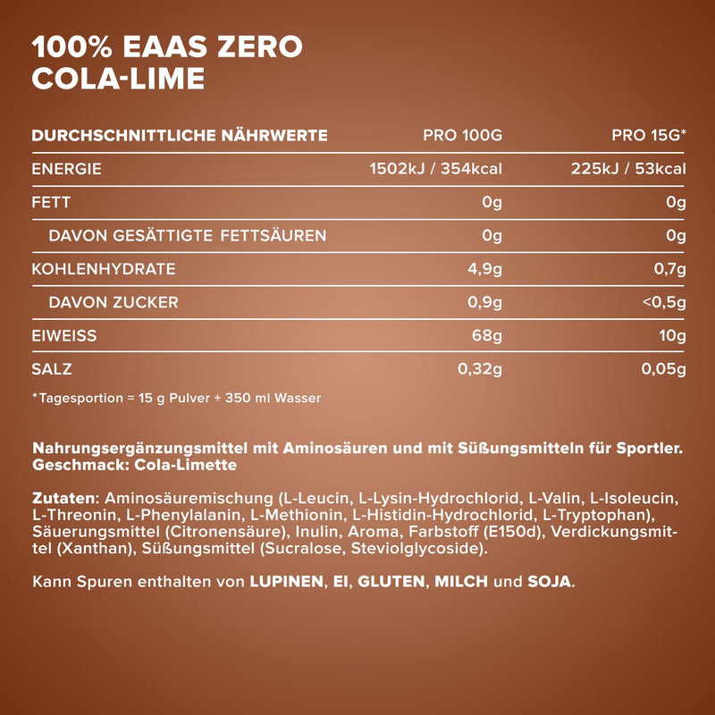Ironmaxx 100% Eaas Zero - Cola-Lime 500G Can | Eaa Powder, Vegan And Sugar-Free With All 8 Essential Amino Acids | Fruity Taste, Free From Preservatives 500 G (Pack Of 1) - NewNest Australia