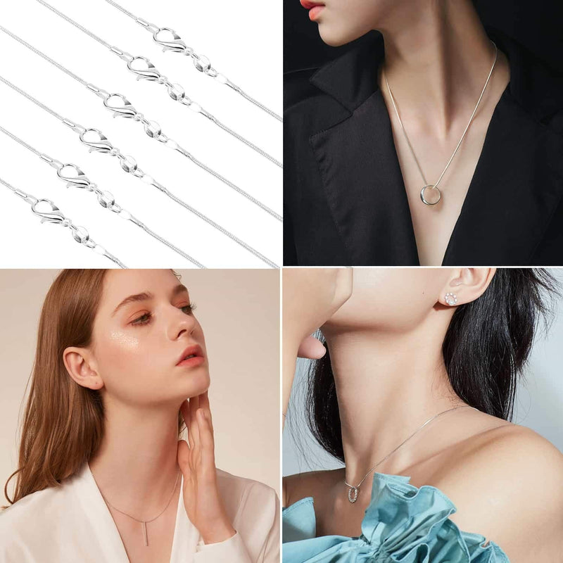 Paxcoo 30 Pack Necklace Jewelry Chain Bulk Silver Snake Chain Necklace for Jewelry Making, 1.2 mm (22 Inches) - NewNest Australia