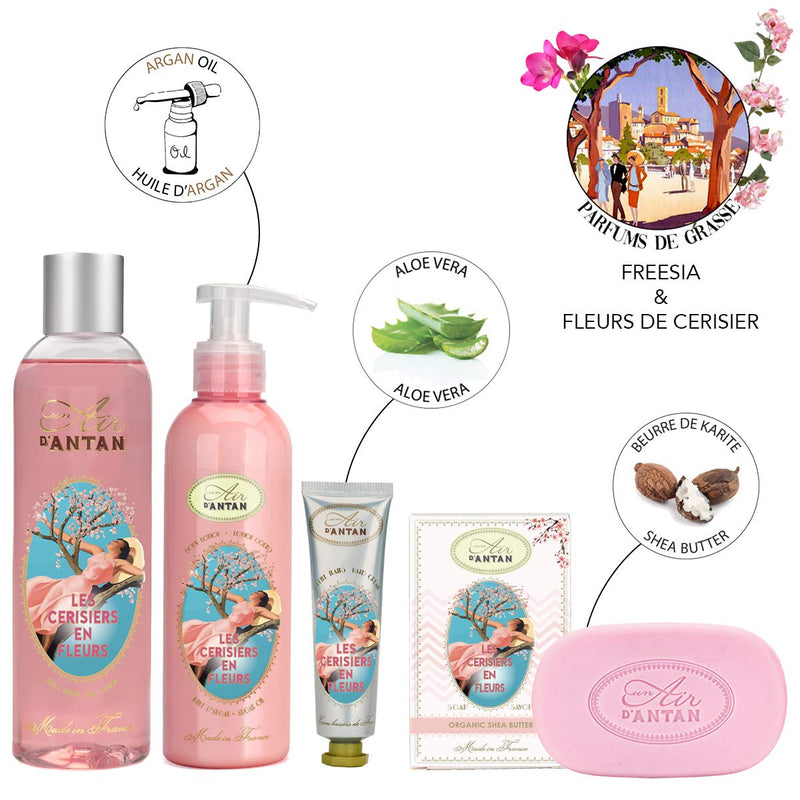 Women Bath Set: 1 Shower Gel/Bath Foam 250ml + 1 Body Moisturiser 200ml + 1 organic Oils Soap 100g + 1 Hand Cream 25ml / Cherry Blossom/Gifts For Mum, Pamper Sets For Women Gifts, Gift Set Women 3. CHERRY BLOSSOM - NewNest Australia