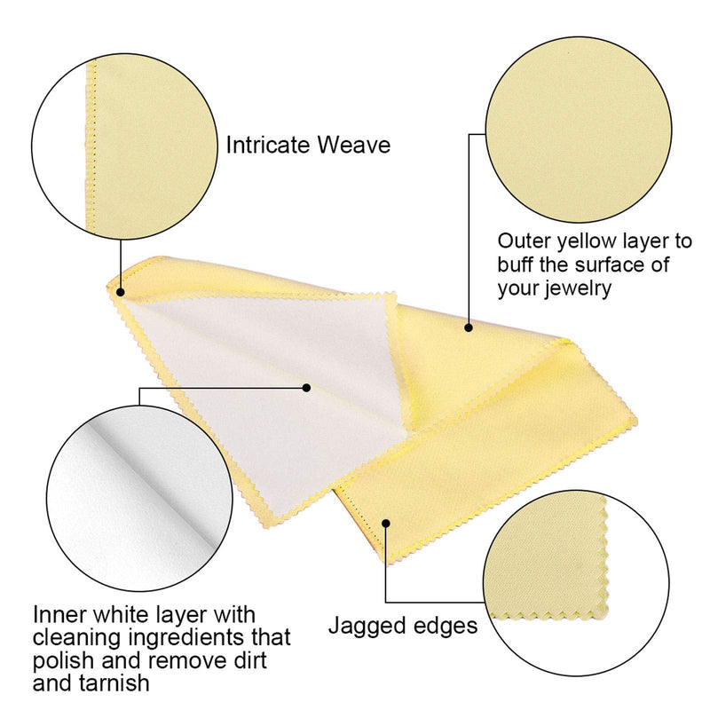 SEVENWELL 2pcs Jewelry Polishing Cleaning Cloth Large 10 x 12in for Sterling Silver Jewelry Gold, Diamond, Platinum, Coins (Yellow) yellow - NewNest Australia