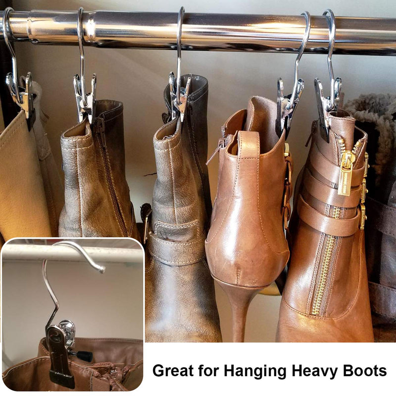 Coideal Portable Laundry Hook Boot Clips/Stainless Steel Hanging Clothes Pins, 8 Pack Closet Organizer Hangers Clip Travel Home Clothing Trouser Hanger for Pants, Shoes, Towel, Socks (Black) Black - NewNest Australia