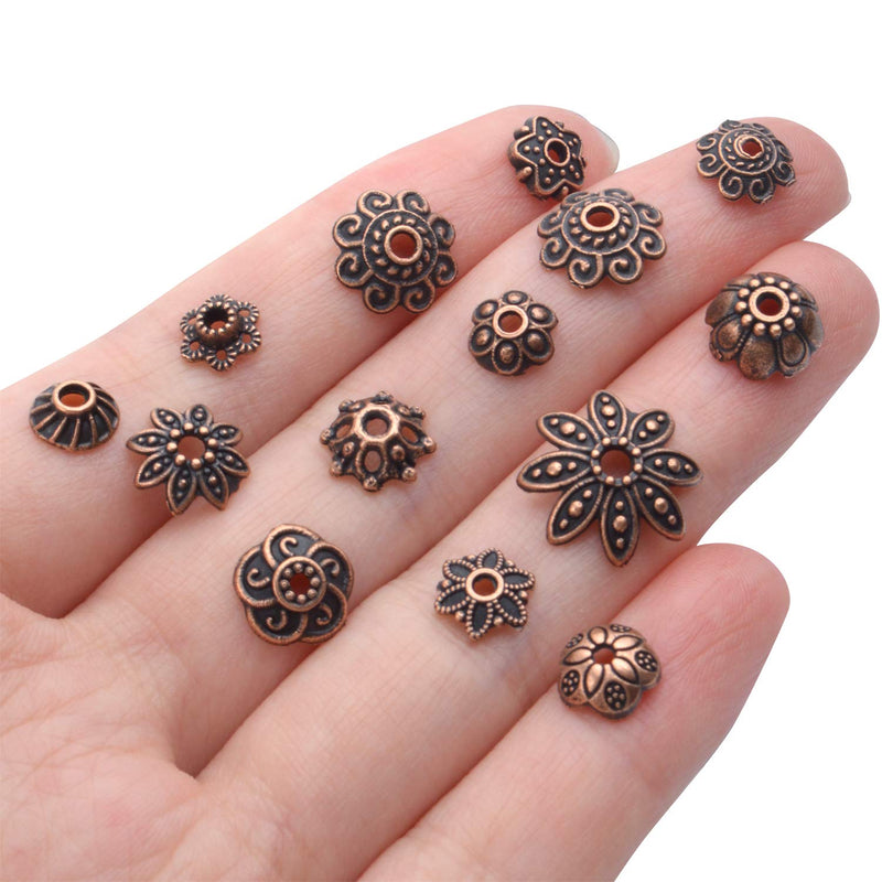 BronaGrand 100 Gram(About 180-350pcs) Bead Caps Metal Spacers Jewelry Findings Accessories for Bracelet Necklace Jewelry Making,Antique Copper Antique Copper - NewNest Australia
