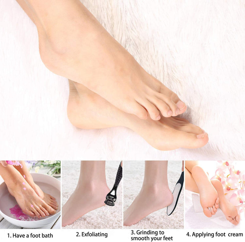 SIchy 2 PCs Foot File | Hard Dead Skin Remover | Cracked Heels Callus Pedicure Scrubber | Pedicure Callus Shaver Exfoliator Rasp Pedi File with 10 Replaceable Blade, Suitable for Wet and Dry Feet White - NewNest Australia