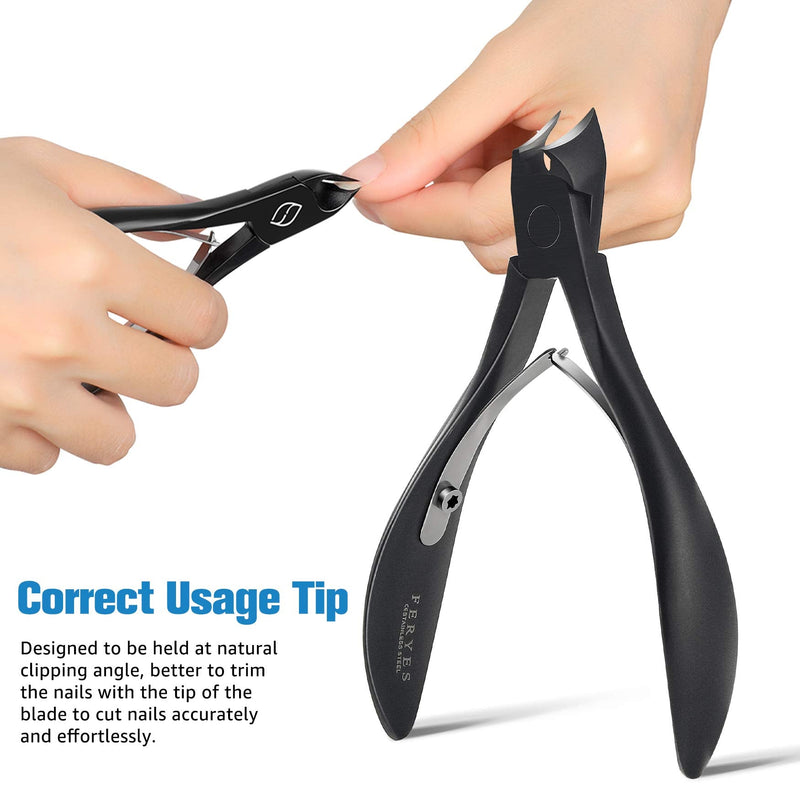 FERYES Toenail Clippers for Thick Nails, Toe Nail Clippers for Ingrown Hard Toe Nail Fingernail - Large Handle Stainless Steel Olecranon Fingernail Clipper, Black Black type2 - NewNest Australia