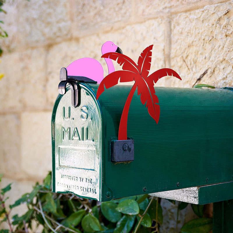 2 Pieces Mailbox Flags Flamingo Coconut Tree Mailbox Replacement Flags for Roadside Mailbox Flag Replacement Metal Mail Box Flag Decorations for Brick Mailbox Hardware, 2 Styles - NewNest Australia