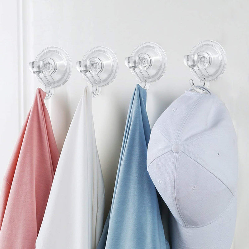 NewNest Australia - LUXEAR Suction Cup Hooks, 6 Pack Removable Suction Hooks, Powerful Waterproof Shower Hooks for Bathroom, Reusable Heavy Duty Vacuum Suction Hanger for Kitchen, Glass Door, Mirror, Tile, Loofah, Towel 