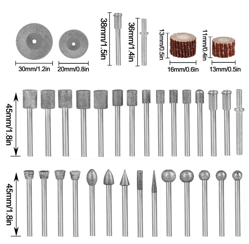 Stone Carving Set Polishing Rotary Tools Diamond Burr Accessories for Carving/Engraving Stone, Rocks, Jewelry, Glass, Ceramics For Rotary Tools - NewNest Australia