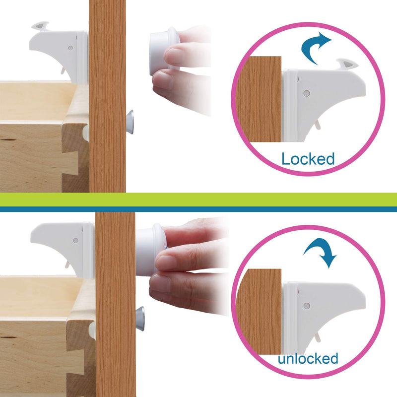 Enovoe Magnetic Locks - 12 Locks + 2 Keys - Magnetic Baby Safety Cabinet and Drawer Locks Child Proof Your Kitchen and are Easy to Install - No Drill, Tools or Screws Needed - NewNest Australia