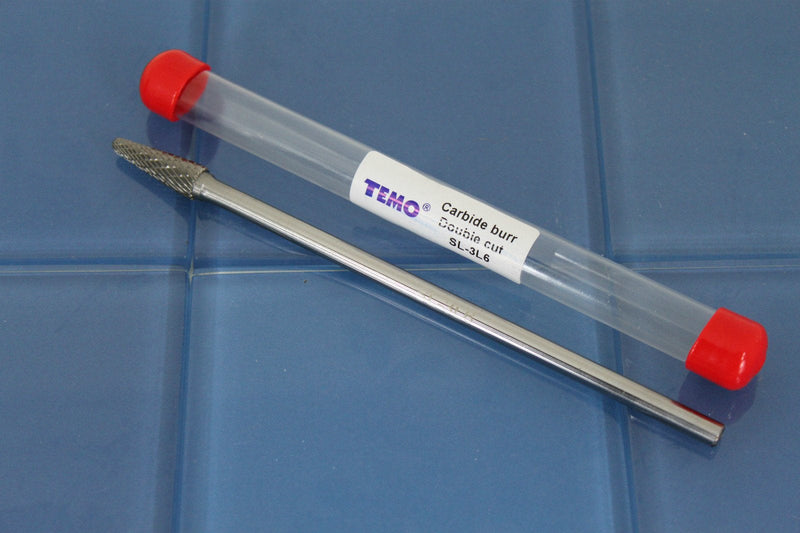 TEMO SL-3L6 Double Cut Carbide Rotary Burr File, 3/8 Inch Head 14 Degree Cone, 1/4 Inch Diameter 6 Inch Long Shank 6" SL-3L6 - NewNest Australia