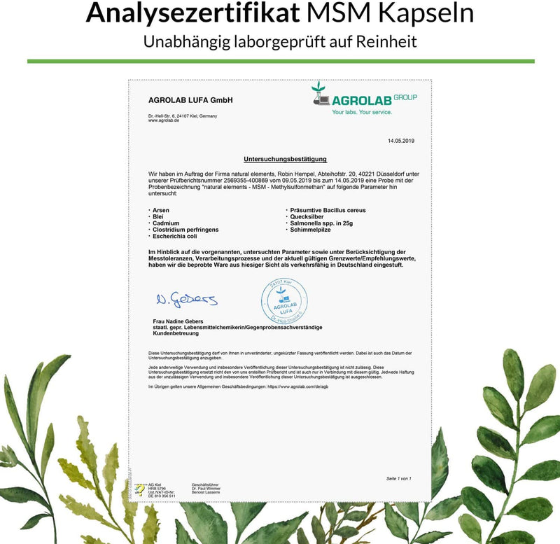 Msm Capsules - 365 Vegan Capsules - Laboratory Tested 1600Mg Methylsulfonylmethane (Msm) Powder Per Daily Dose - Without Magnesium Stearate, High Dosage And Produced In Germany - NewNest Australia