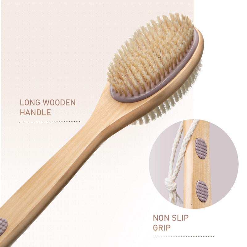 MainBasics Dual-Sided Long Handle Bath Shower Brush Back Scrubber Body Exfoliator Lavender - NewNest Australia