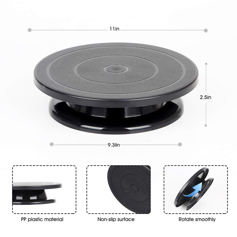 Kootek 11 Inch Rotate Turntable Sculpting Wheel Revolving Cake Turntable Black Painting Turn Table Lightweight Stand for Paint Spraying Spinner, Cake Decorating, Displaying Item - NewNest Australia