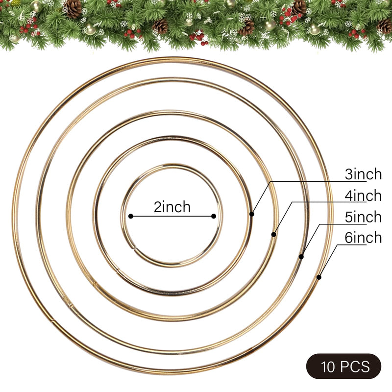 BigOtters Metal Floral Hoop, 10pcs Dream Catcher Rings Metal Rings Supplies Macrame Rings Craft for Making Wedding Wreath Decor, 5 Size(2inch, 3inch, 4inch, 5inch, 6inch) - NewNest Australia