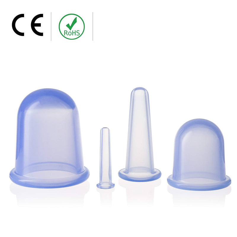 Cupping Therapy Set for Face - Double Chin Reducer - Face Cupping Set - Ideal to Cup Your Cheeks, Chin and Lips - Facial Cupping Sets - Anti Cellulite Silicone Cups Kit - by Sandine (Blue) Blue - NewNest Australia