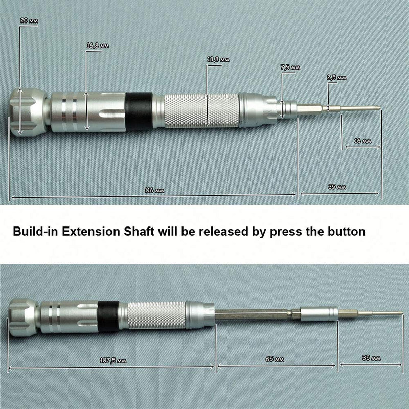 Nanch Small Precision Screwdriver Set,Professional Repair Toolkit with Build-in Extension Rod Handle and 22 High Strength Alloy S2 Bits. 22 in 1 - NewNest Australia