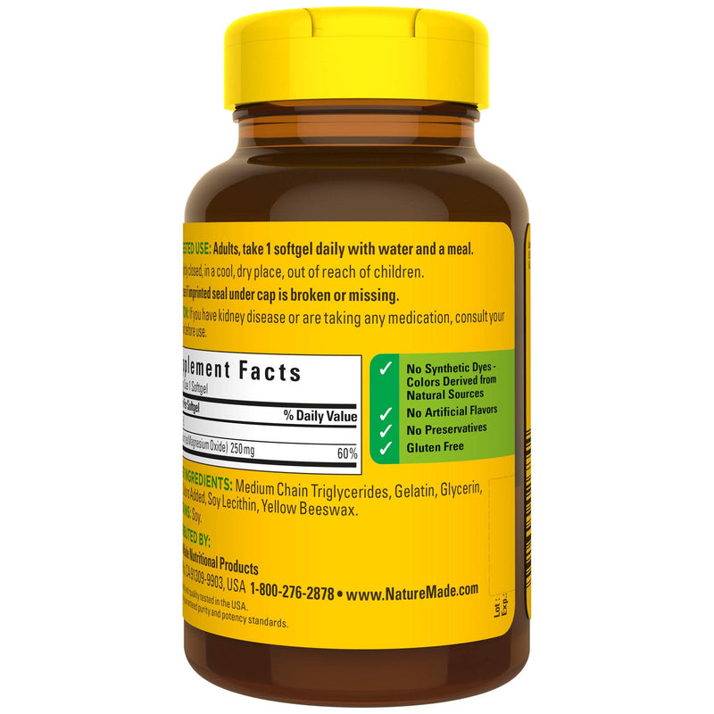 Nature Made Magnesium 250 mg Softgels, 90 Count for Nutritional Support - NewNest Australia