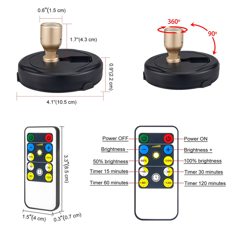 Wireless Spotlights,Battery Operated Spotlight with 2 Remote, Indoor Accent Lights,Closet Lights with Rotatable Lights Head, Stick on Art Lights for Picture Gold - NewNest Australia