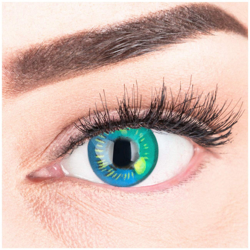 Colored Light Blue Contact Lenses Anime Turquoise Circle Lenses Heroes Of Cosplay Strong Opaque Without Prescription with free lens case - NewNest Australia