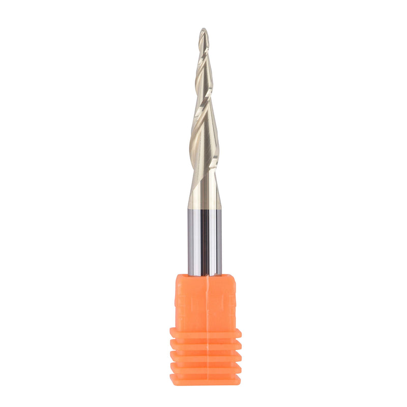 SpeTool Tapered Ball Nose End Mill 1/4" Shank with 1/32" Cutting Radius for 3D Carving Engraving Router Bit, ZrN Coated - NewNest Australia