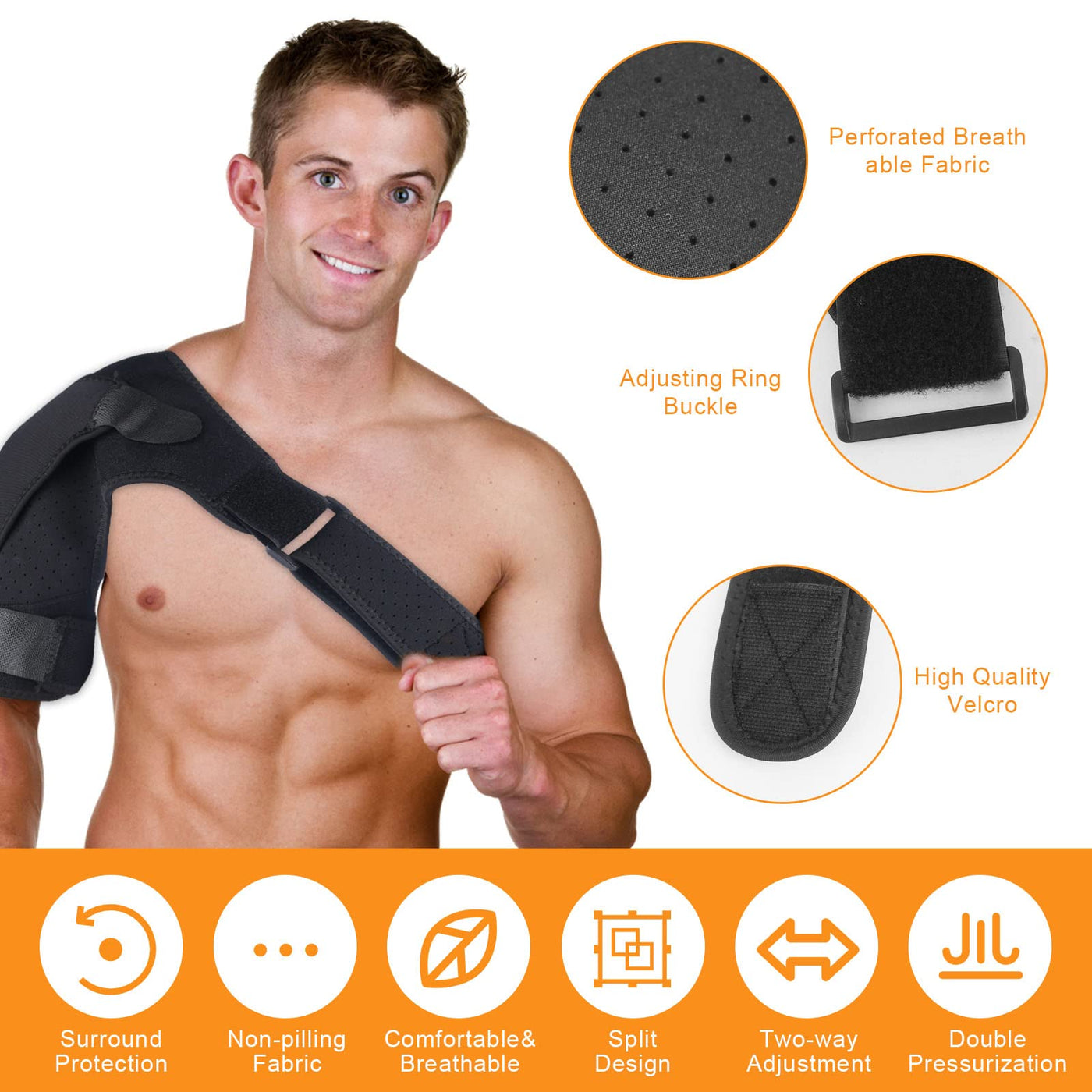 smtfcty Shoulder Brace for Women and Men, Adjustable Shoulder Brace Support  Compatible with Hot/Cold Pad for Frozen Shoulder, Rotator Cuff Pain Relief, Adjustable  Shoulder Strap for Extra Comfort