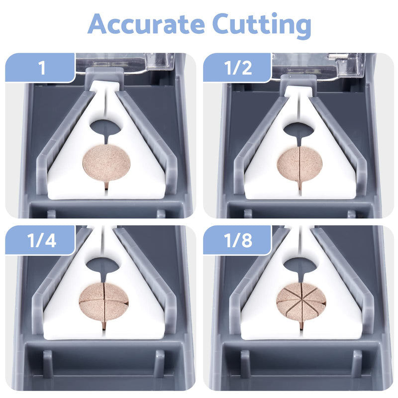 Fullicon Pill Cutter for Small Pills with V-Shape Holder, Pill Splitter with Blade for All Shapes, Tablet Cutter for Small Tablets, Pill Cutters for Tablets, Pet Pill Splitter with Two Large Boxes Grey - NewNest Australia