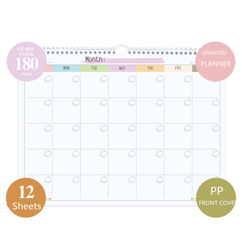 Blank Monthly Weekly Wall Calendar, Undated Monthly Planner Note Pad for Organizing Home Office 11"x 14.5"… BLANK COLORFUL - NewNest Australia