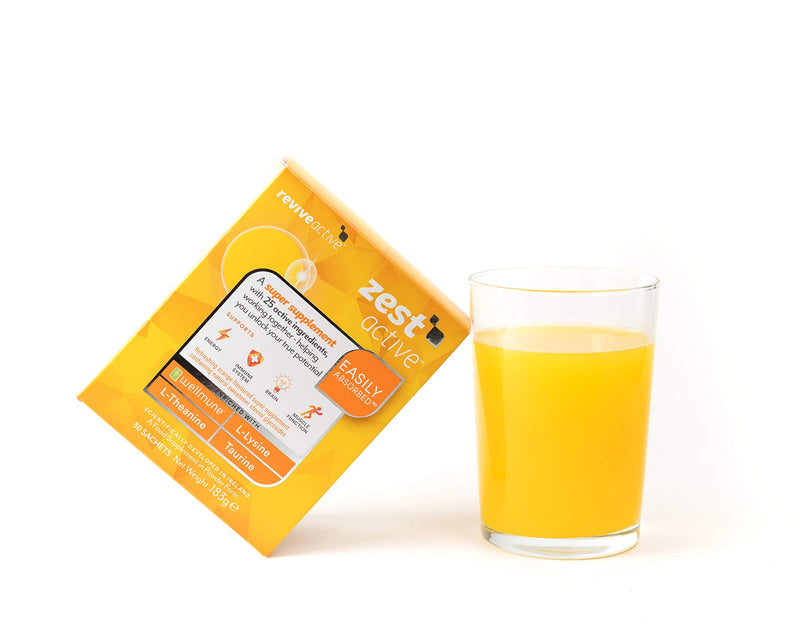 Zest Active Super Supplement by Revive Active | 25 Active Ingredients in One Daily Sachet | 30 Day Multivitamin Supply | Supports Energy, Immune System, Brain & Muscle Function - NewNest Australia