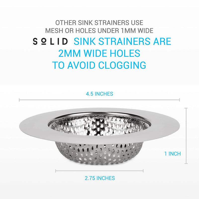 2 Pack Kitchen Sink Strainer Food Catcher 4.5 inch Diameter, Wide Rim Perfect for Most Sink Drains, Anti-Clogging Micro Perforation Holes, Rust Free Stainless Steel, Dishwasher Safe - NewNest Australia