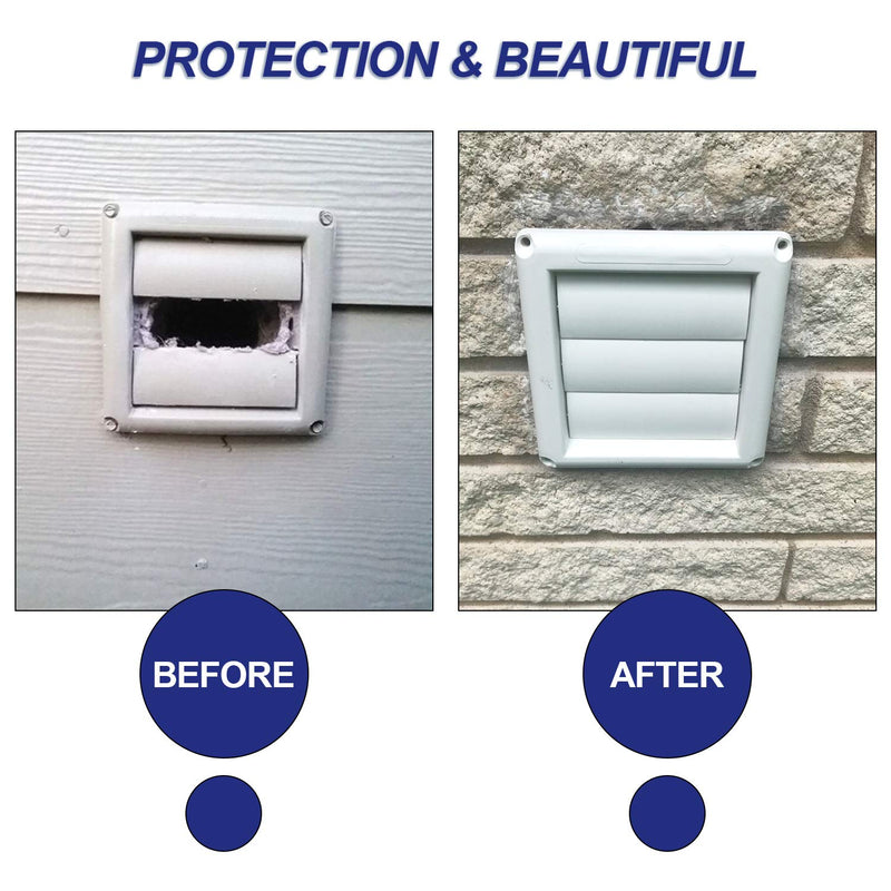 Funmit 4" Louvered Vent Cover for Exterior Wall Vent Hood Outlet Airflow Vent Dryer Air Vent with Screen Includes 4 Screw for Easy Installation (White) 4" Dryer vent cover - NewNest Australia