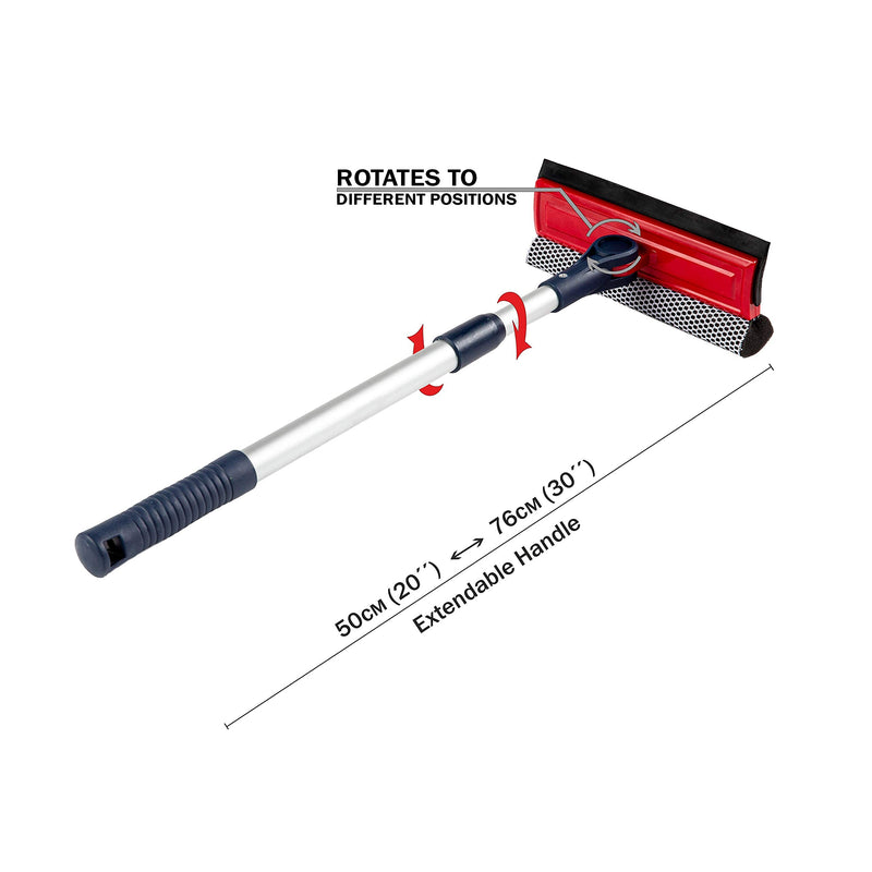 DSV Standard Professional Window Squeegee | 2-in-1 Window Cleaner Sponge and Soft Rubber Strip With Telescopic Extension Pole 20" - 30"(50cm-76cm) | Adjustable To Clean From Multiple Angles - NewNest Australia