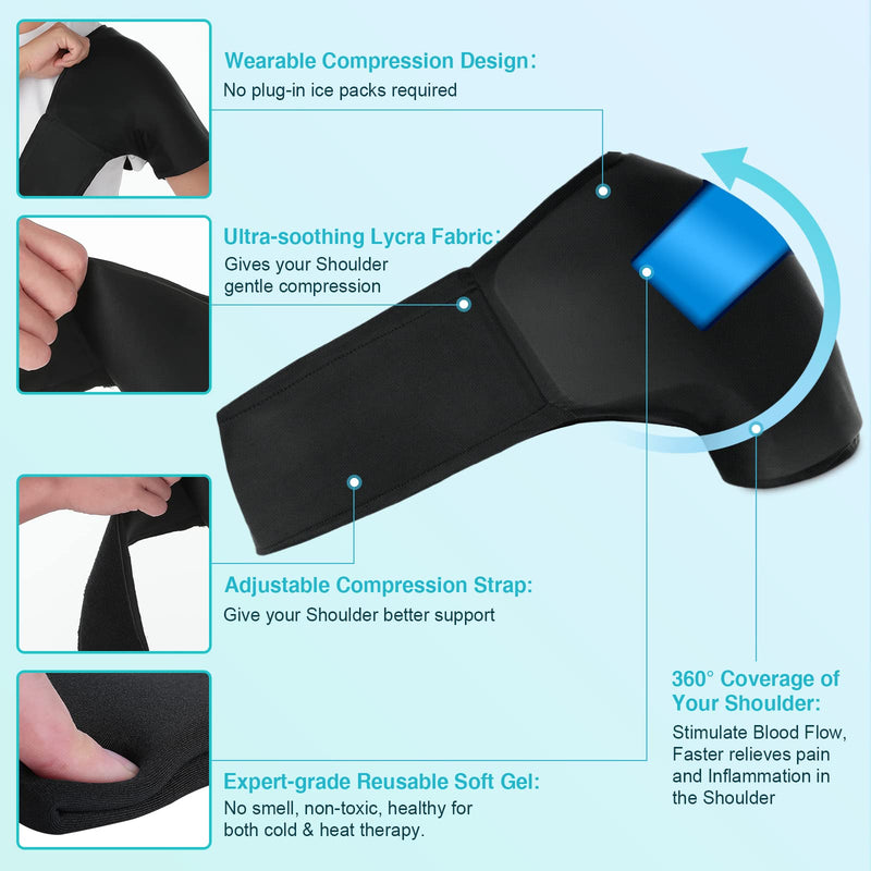 Tolaccea Shoulder Ice Pack Rotator Cuff Cold Therapy, Reusable Shoulder Ice Pack Wrap Gel Cold Pack for Injuries, Hot & Cold Compress for Shoulder Pain Relief, Tendonitis, Bursitis - NewNest Australia