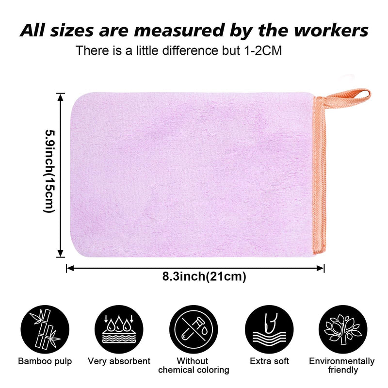 PHOGARY 6 Pcs Microfiber Washing Gloves Wash Cloth Coral Fleece Soft Face Glove Bath Spa Cloth Reusable Makeup Remover Gloves 6 Colors - NewNest Australia
