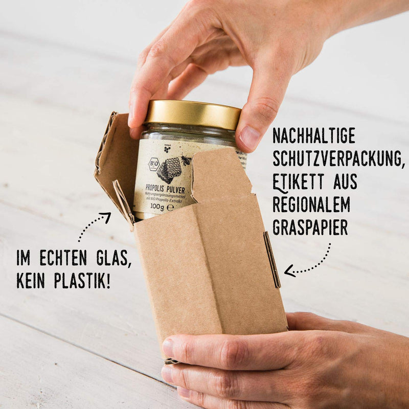beegut ORGANIC propolis powder, for taking or making your own products, 100g propolis powder from controlled organic cultivation, sustainable packaging - NewNest Australia