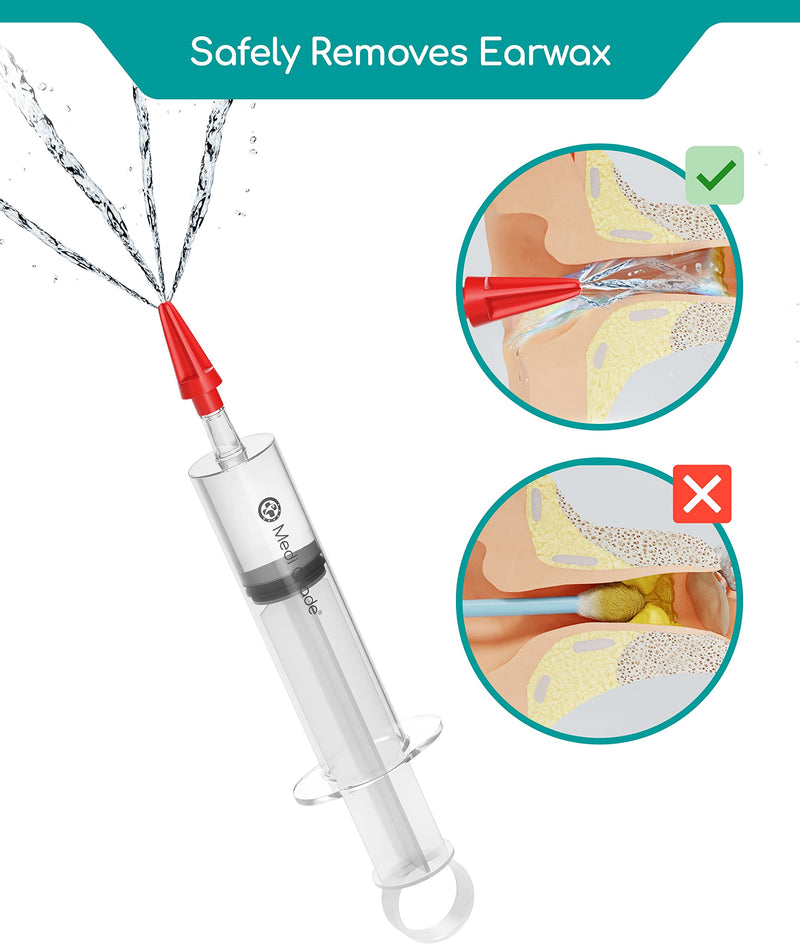 Ear Wax Removal Kit (8pcs) – Safe at-Home Ear Cleaning by Medi Grade – Ear Wax Removal Set – Comes with 100ml Ear Syringe, Quad-Stream Tips, Ear Basin, Compressed Towel and Storage Bag – Ear Cleaner - NewNest Australia