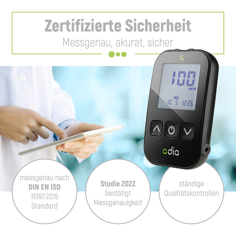 Adia Diabetes Starter Kit Includes Blood Glucose Monitor (Mg/Dl) With 110 Blood Glucose Test Strips, Lancing Aid And Lancets - Easy Self Control For Diabetes - NewNest Australia